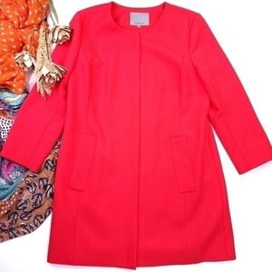 Classique Entiers Pink Red Long Jacket Coat Sz L